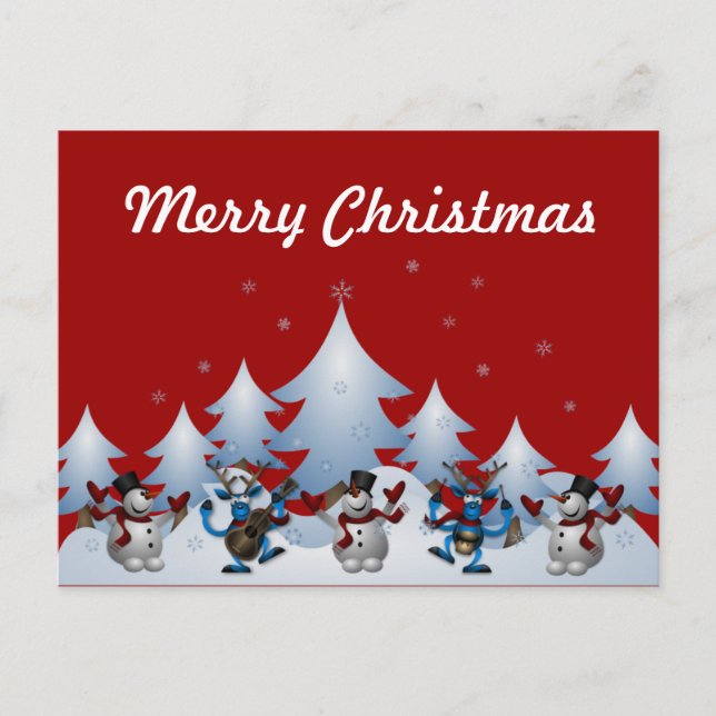 Holiday Snowmen Postcard (Front)
