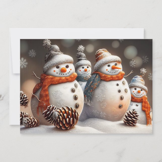 Holiday Snowmen with Pinecones & Glitter (Front)