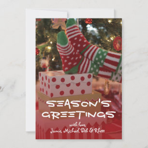 Holiday socked feet card