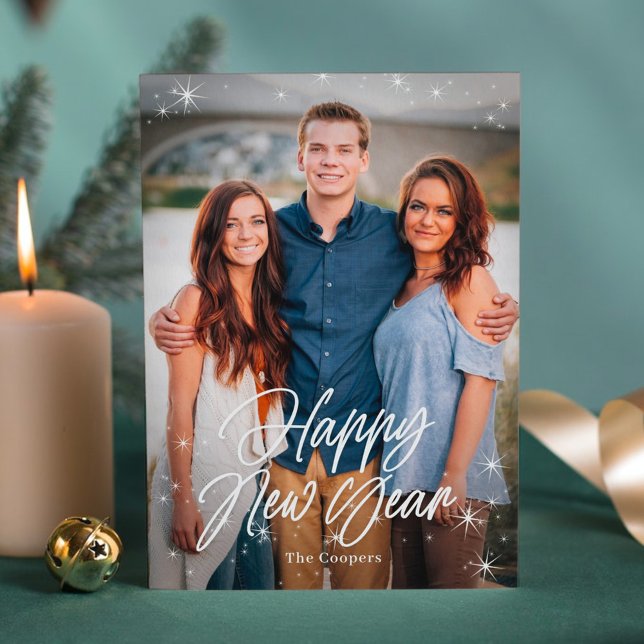 Holiday Sparks Happy New Year Photo Card (Creator Uploaded)