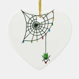 Holiday Spider Web and Lights Ceramic Ornament