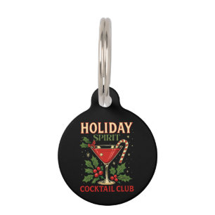 Holiday Spirit Cocktail Club Cheers Christmas  Pet Tag