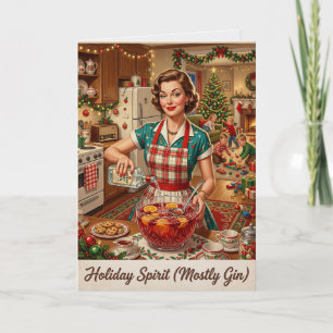 Holiday Spirit Mostly Gin Vintage Card