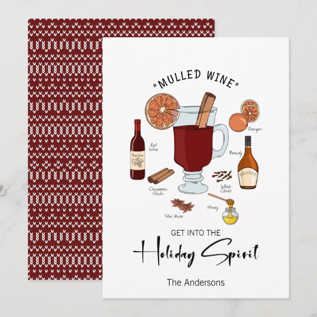 Holiday Spirit Mulled Wine Holiday Card (Front/Back)