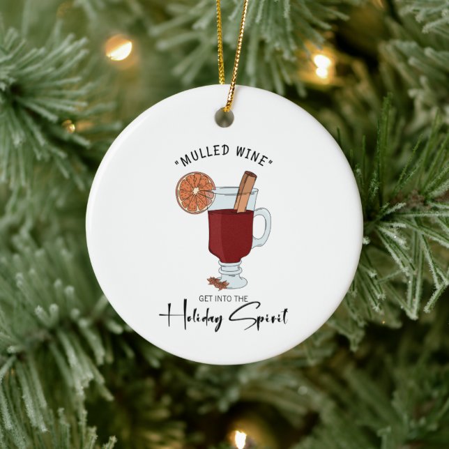 Holiday Spirit Mulled Wine Holiday Ceramic Ornament (Tree)