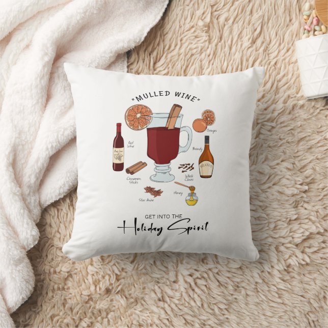 Holiday Spirit Mulled Wine Holiday Throw Pillow (Blanket)