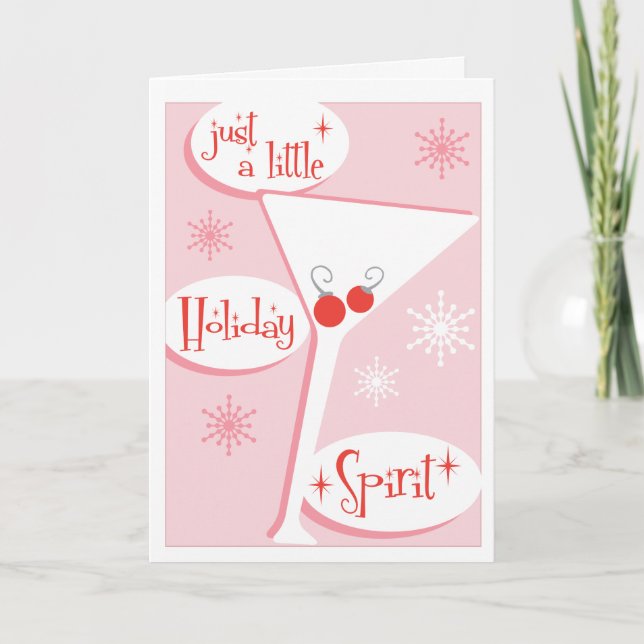 Holiday Spirit Pink Martini Christmas Card (Front)