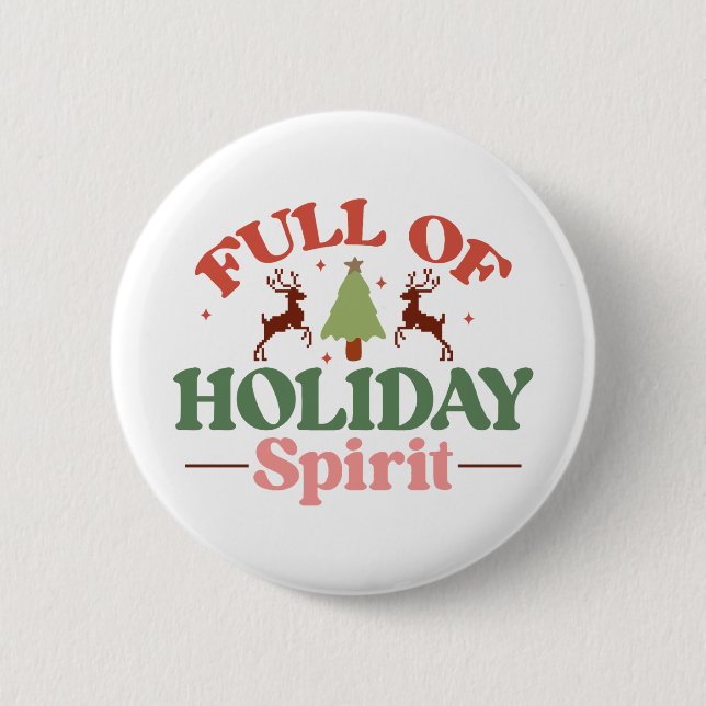 Holiday Spirit Retro Groovy Christmas Holidays 2 Inch Round Button (Front)
