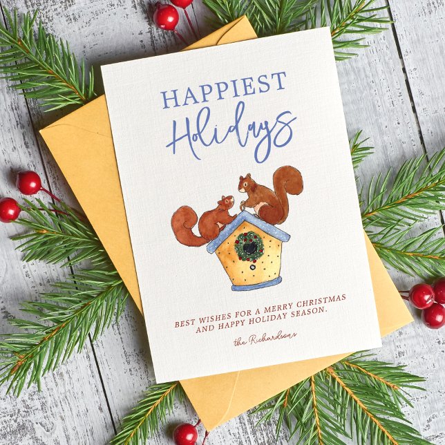 Holiday Squirrels Photo Collage Christmas Card (Creator Uploaded)