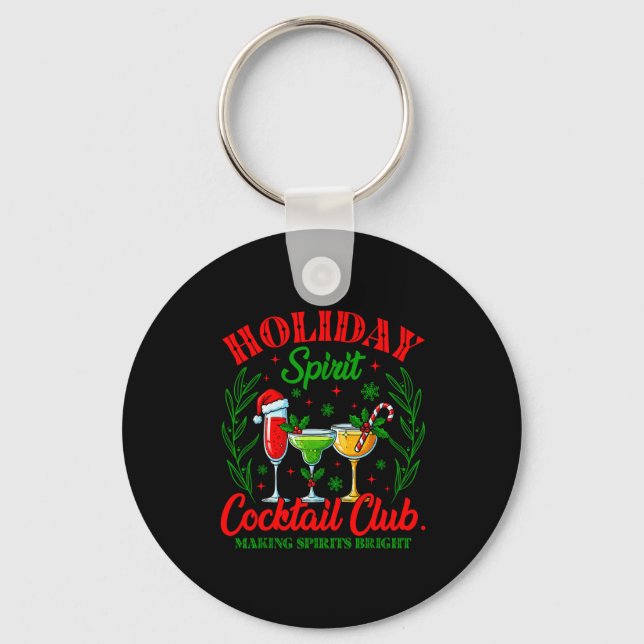 Holiday Srit Tail Club Christmas Drink Xmas Vacati Keychain (Front)