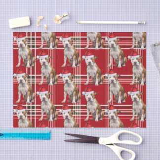 Holiday Stafforshire Dog Red Plaid Christmas Tissue Paper