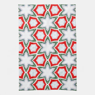 Holiday Stars in Green and Red Kitchen Towel