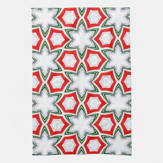 Holiday Stars in Green and Red Kitchen Towel