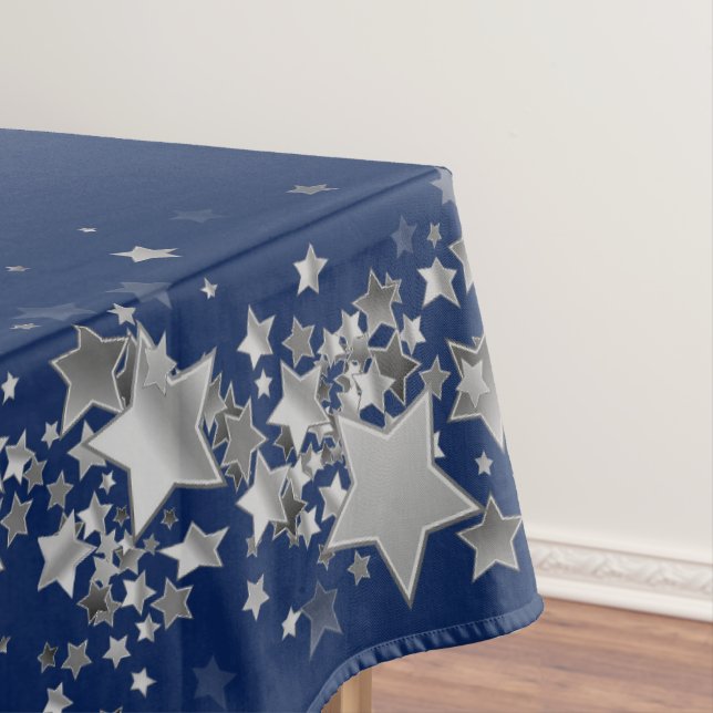 Holiday Stars Tablecloth "60x84"-Deep Blue (In Situ)