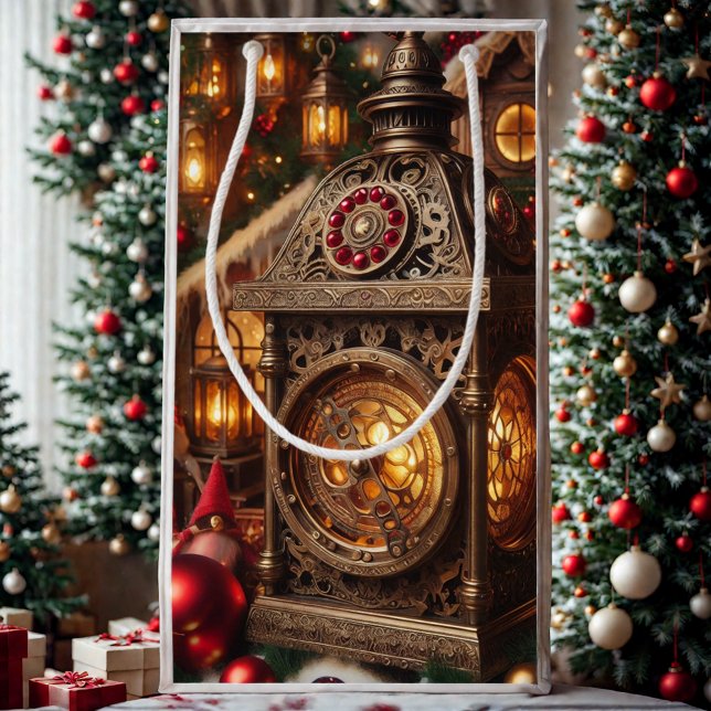Holiday Steampunk Ornate Santa’s Lantern  Small Gift Bag (Creator Uploaded)