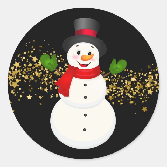 Holiday Stickers-Snowman Classic Round Sticker (Front)