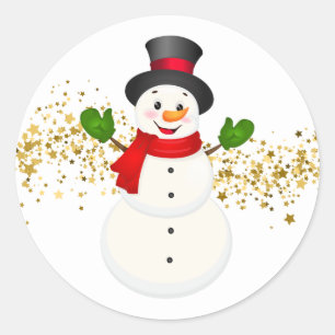 Holiday Stickers-Snowman Classic Round Sticker