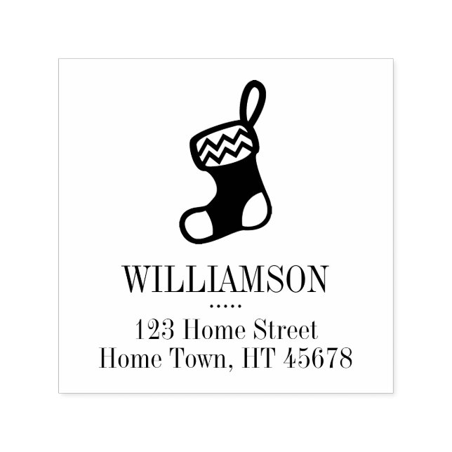 Holiday Stocking Square Return Address Self-inking Stamp (Design)