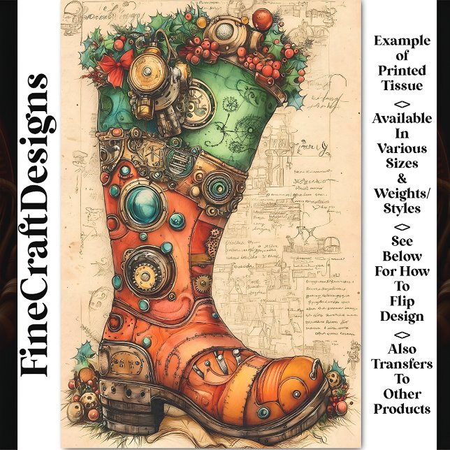 Holiday Stocking Steampunk Vibe BL5 Decoupage Tissue Paper (Creator Uploaded)
