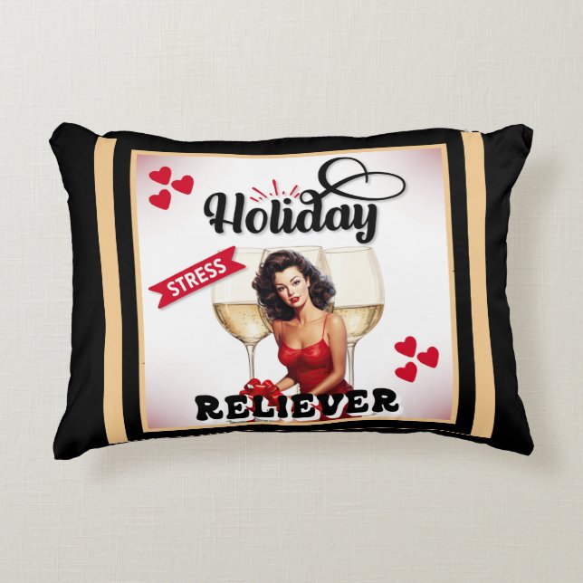 Holiday Stress Reliever Pinup Accent Pillow (Front)