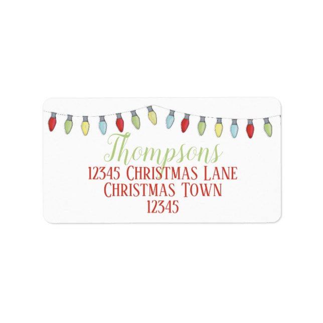 Holiday String Lights Holiday Christmas Mailing Label (Front)