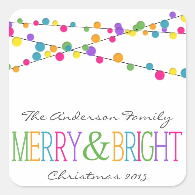 Holiday String Lights Merry Bright Holiday Sticker (Front)
