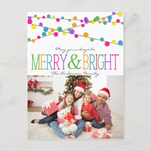 Holiday String Lights Merry Bright postcard