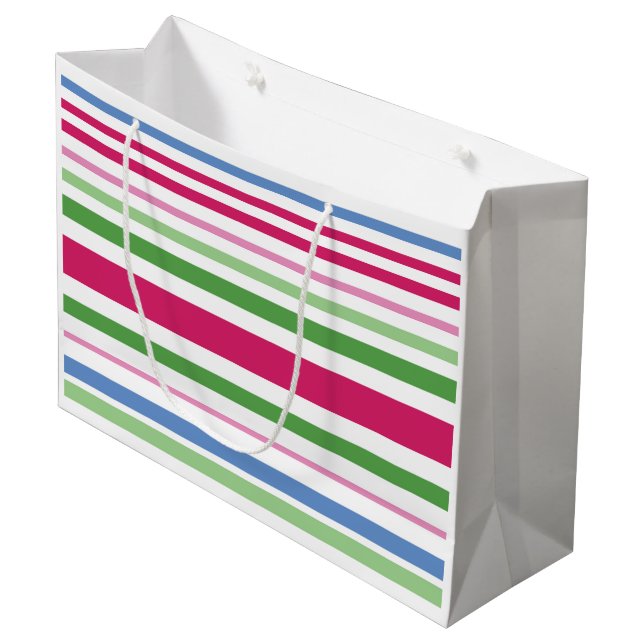 Holiday Stripe Large Gift Bag (Front Angled)