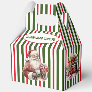 Holiday Stripes And Santa Claus Favor Box