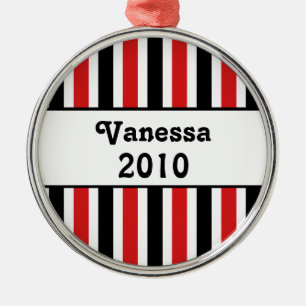 Holiday Stripes Premium Round Christmas Ornament