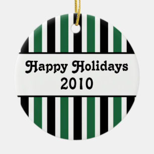 Holiday Stripes Round Christmas Ornament