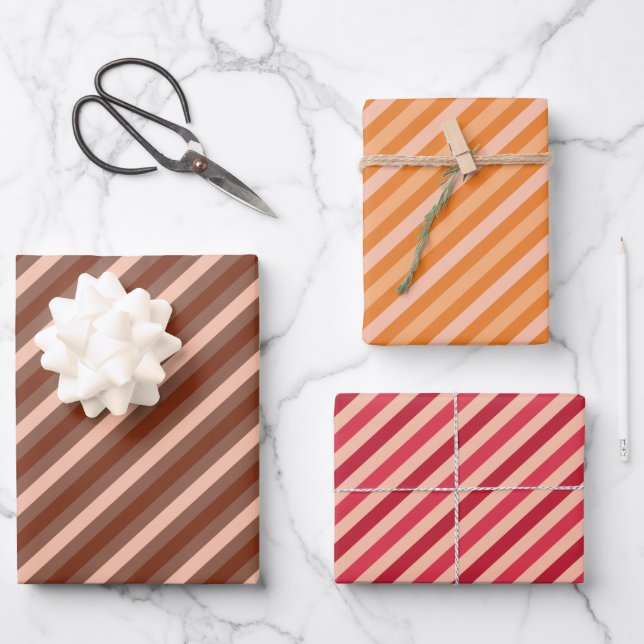 Holiday Stripes Wrapping Paper Sheet (Front)