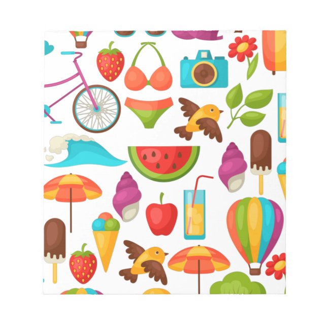 Holiday summer party beach pattern cute     notepad (Front)