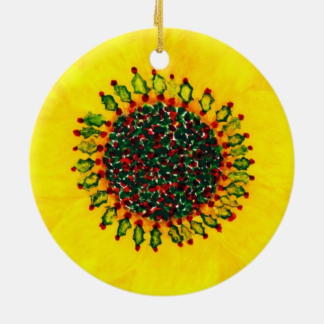 Holiday Sunflower Christmas Ornament (Back)