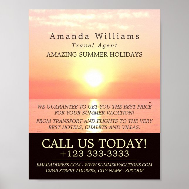 Holiday Sunset, Travel Agent Advertising Poster (Front)