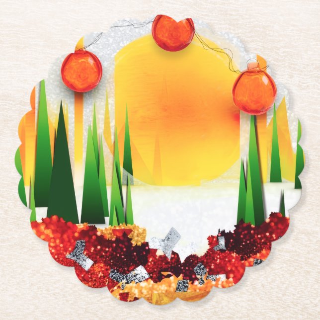 HOLIDAY SUNSHINE WITHIN THE PINES :) PAPER COASTER (Front)