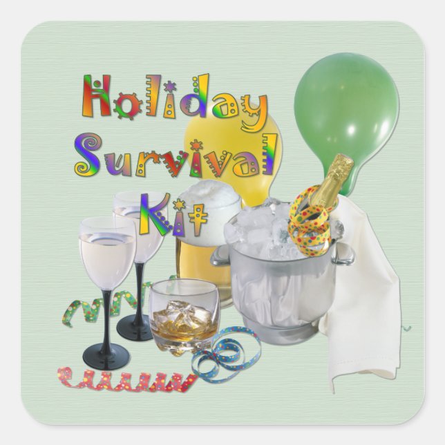 Holiday Survival Kit Square Sticker (Front)