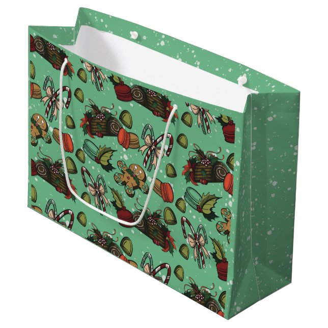 Holiday Sweets- Mint (Color) Large Gift Bag (Front Angled)
