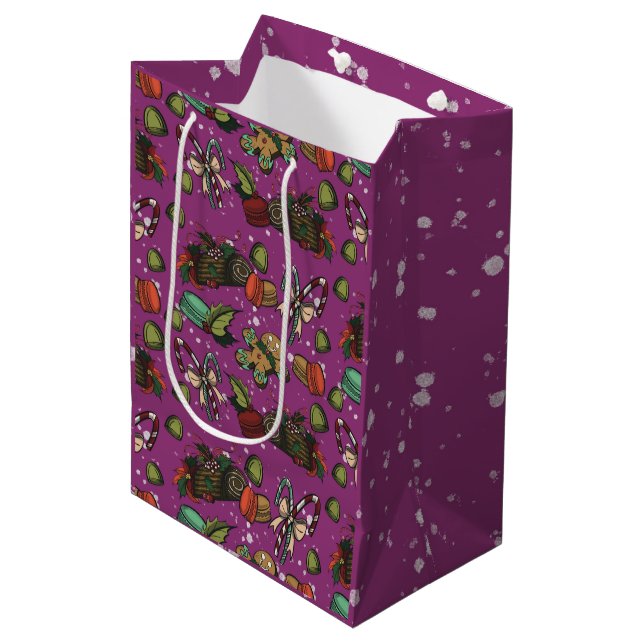 Holiday Sweets- Sugar Plum (Color) Medium Gift Bag (Front Angled)