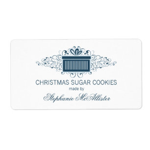 Holiday Swirls Present Baking Labels, Blue