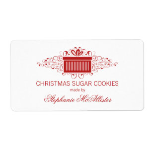 Holiday Swirls Present Baking Labels, Red