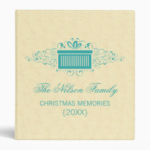 Holiday Swirls Present Binder (1 inch), Aqua