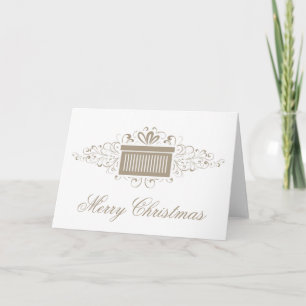 Holiday Swirls Present Christmas Card, Latte