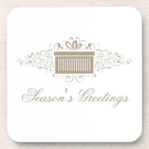 Holiday Swirls Present Coaster Set, Latte
