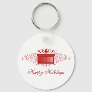 Holiday Swirls Present Keychain, Red Keychain