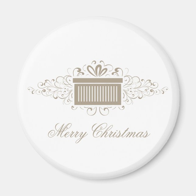 Holiday Swirls Present Magnet, Latte Magnet (Front)