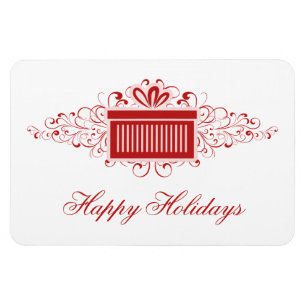 Holiday Swirls Present Rectangle Magnet, Red Magnet