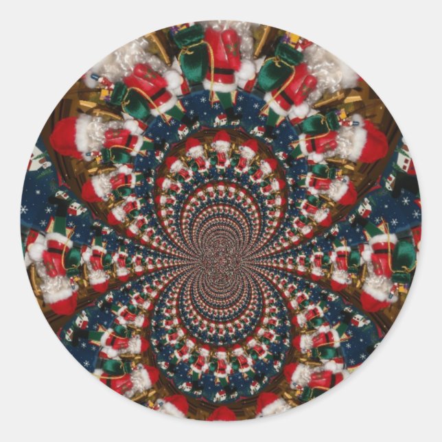 Holiday Swirls: Retro Christmas Art Stationery Set Classic Round Sticker (Front)