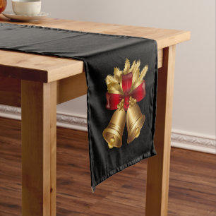 Holiday Table Runner-Gold Bells Medium Table Runner