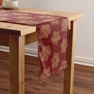 Holiday Table Runner-Gold Snowflakes Medium Table Runner